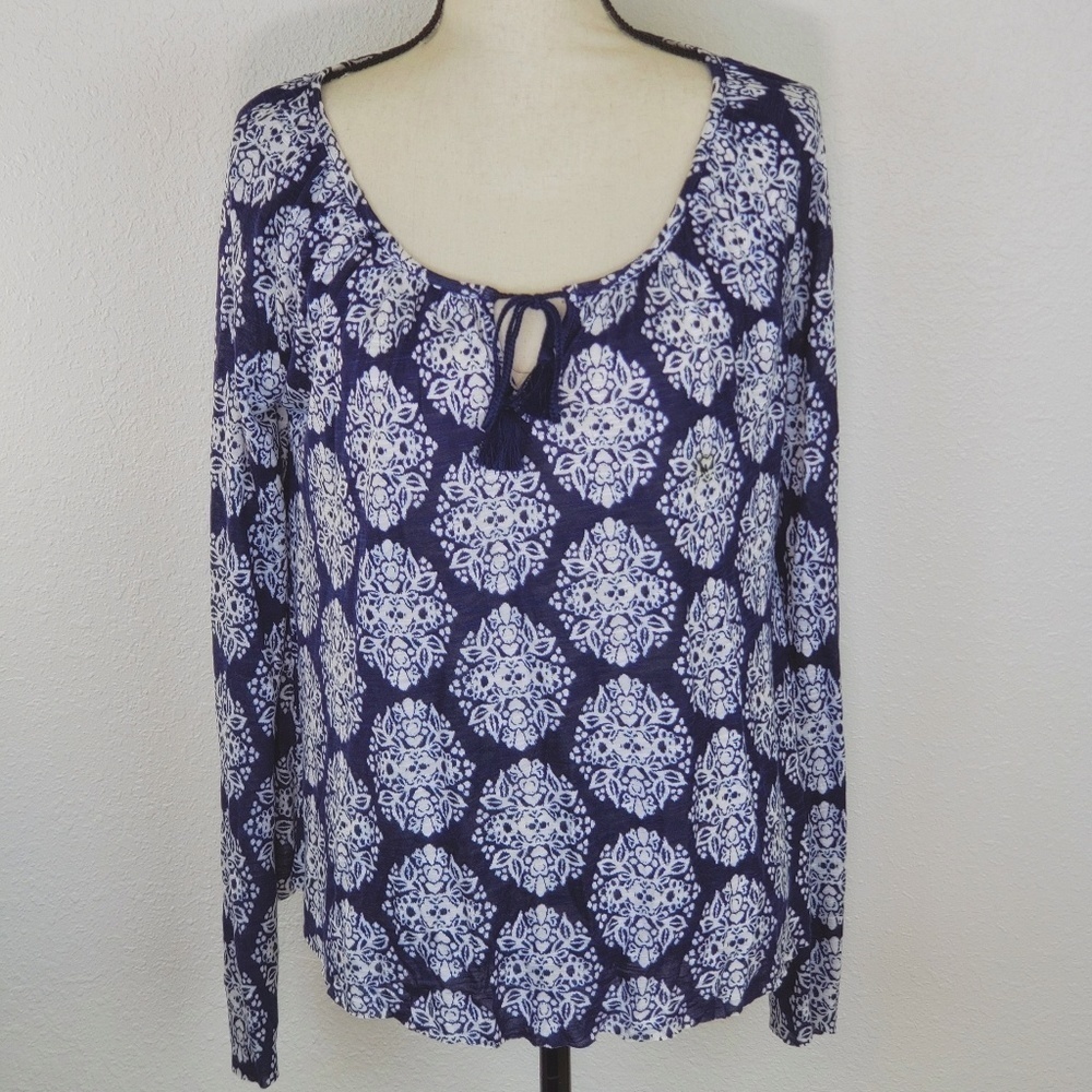 *NWT* AEROPOSTALE Blue & White Top Boho Academia School Prairie, size M